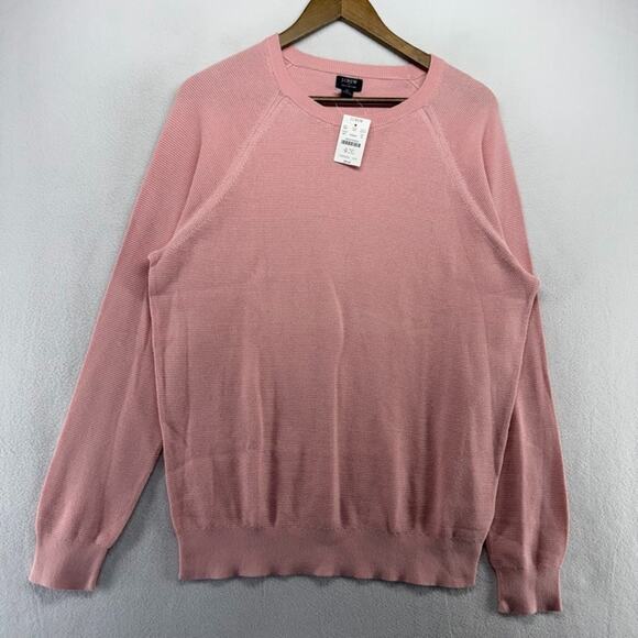 J Crew Sweater men's XL Pink Cotton Seed Stitch Lightweight Crew Preppy NEW - Picture 1 of 7